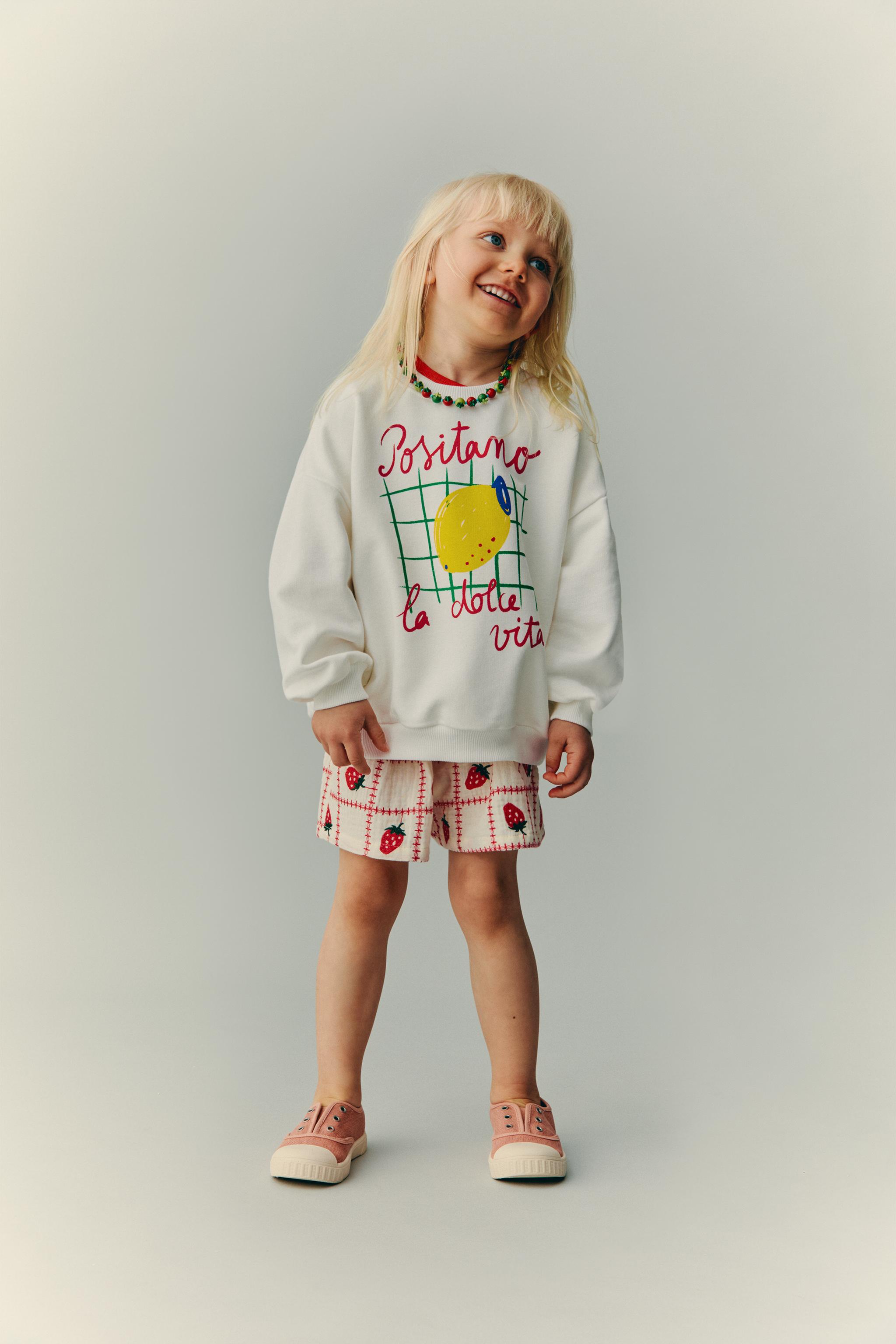BERMUDA TEXTURÉ FRAISES BRODÉES CASA LAWA X ZARA KIDS